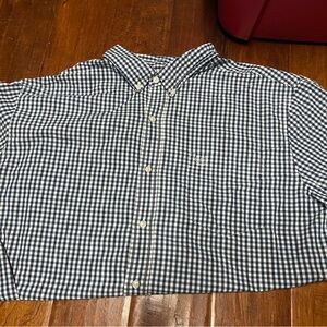 Chaps Navy and White Checkered Shirt-Short Sleeve